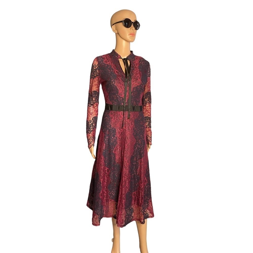 NWOT Navy & Mauve Lace boho Midi Dress